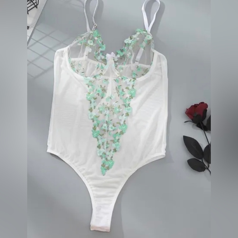 New Floral Sheer Secret Garden Bodysuit - Picture 3 of 5